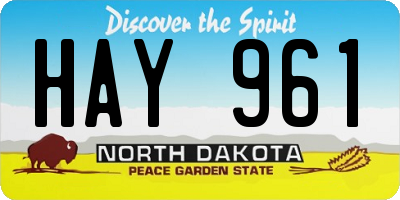 ND license plate HAY961