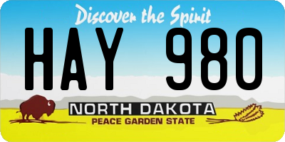 ND license plate HAY980