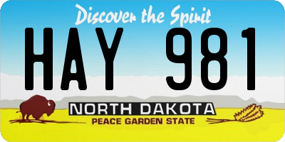 ND license plate HAY981