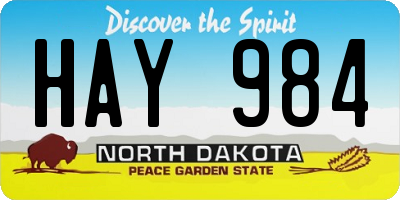 ND license plate HAY984