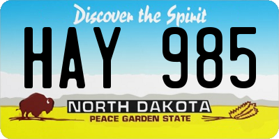 ND license plate HAY985