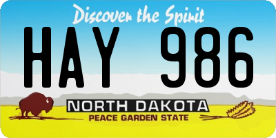 ND license plate HAY986