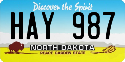 ND license plate HAY987