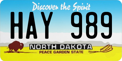 ND license plate HAY989