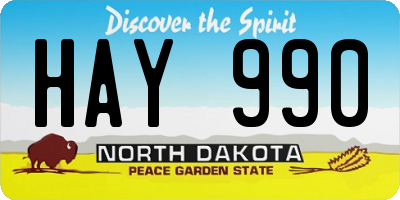 ND license plate HAY990