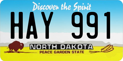 ND license plate HAY991