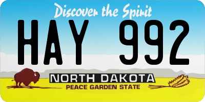 ND license plate HAY992