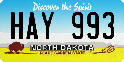 ND license plate HAY993