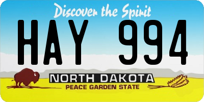 ND license plate HAY994