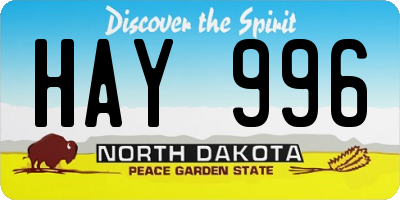 ND license plate HAY996