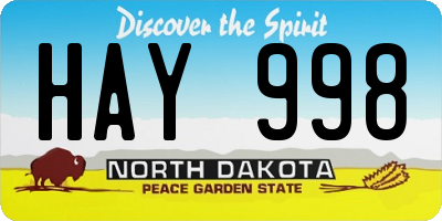 ND license plate HAY998