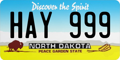 ND license plate HAY999