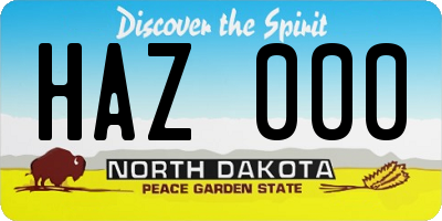 ND license plate HAZ000