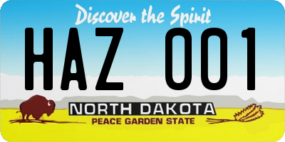 ND license plate HAZ001