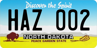 ND license plate HAZ002