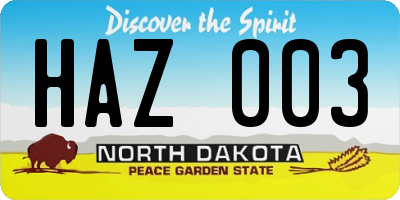 ND license plate HAZ003