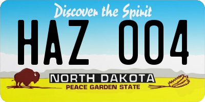 ND license plate HAZ004