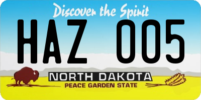 ND license plate HAZ005