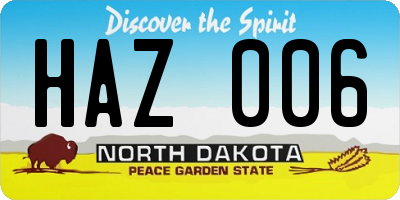 ND license plate HAZ006