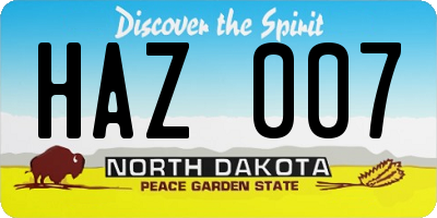 ND license plate HAZ007