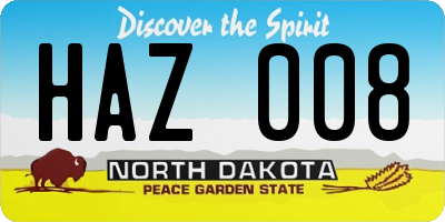 ND license plate HAZ008