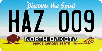 ND license plate HAZ009