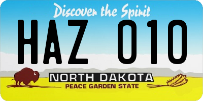 ND license plate HAZ010