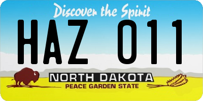 ND license plate HAZ011