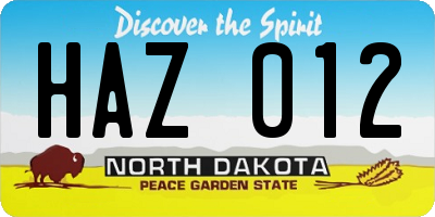 ND license plate HAZ012