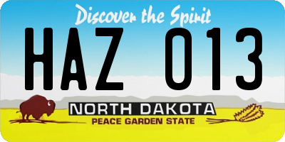 ND license plate HAZ013