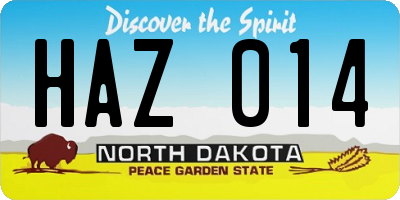 ND license plate HAZ014