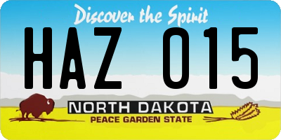 ND license plate HAZ015