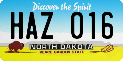 ND license plate HAZ016