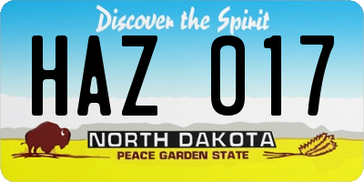 ND license plate HAZ017