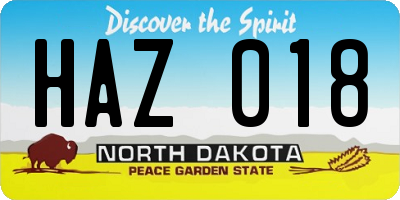 ND license plate HAZ018