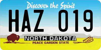 ND license plate HAZ019