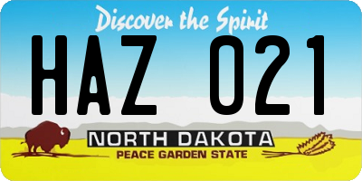 ND license plate HAZ021