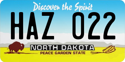 ND license plate HAZ022