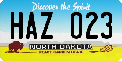 ND license plate HAZ023