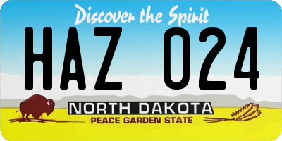 ND license plate HAZ024