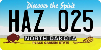 ND license plate HAZ025