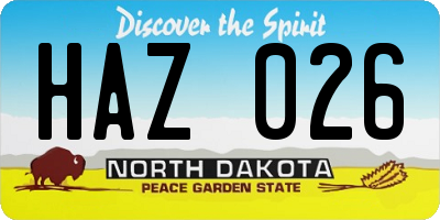 ND license plate HAZ026