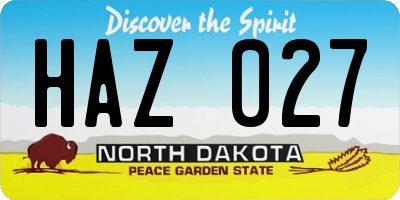 ND license plate HAZ027