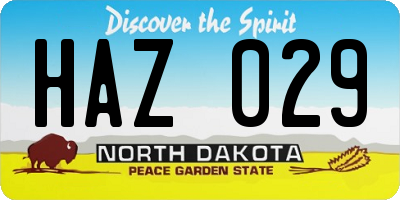 ND license plate HAZ029