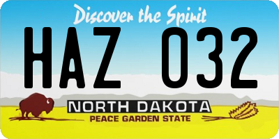 ND license plate HAZ032