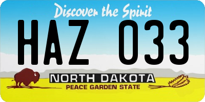 ND license plate HAZ033