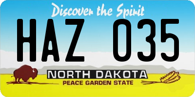 ND license plate HAZ035