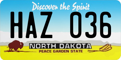 ND license plate HAZ036