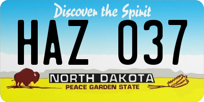 ND license plate HAZ037