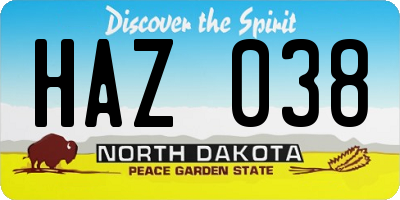 ND license plate HAZ038